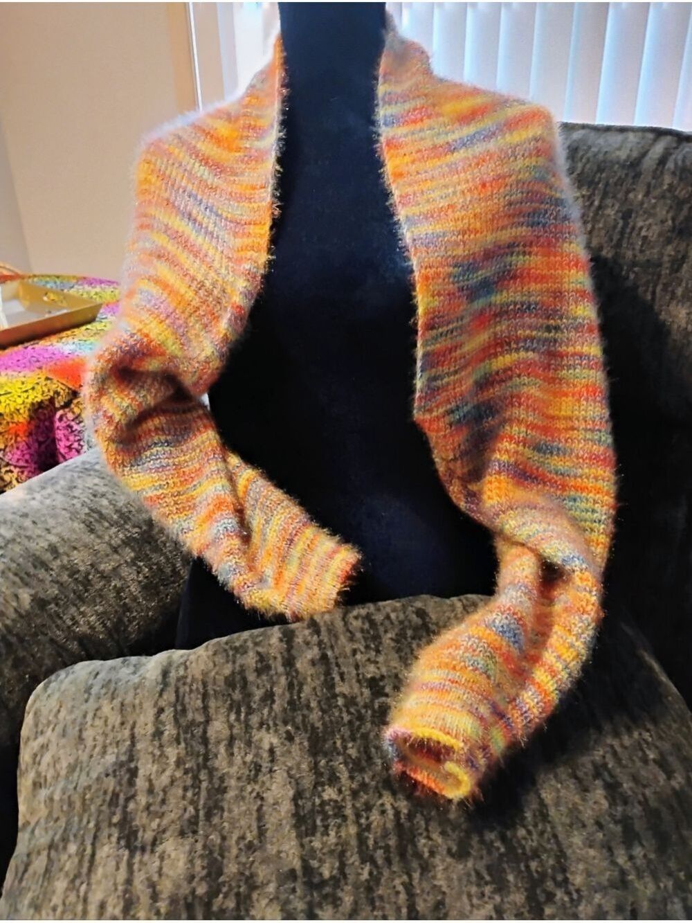 Multicolor Fuzzy Knit Open-Front Shrug Sweater - New Without Tags!!
